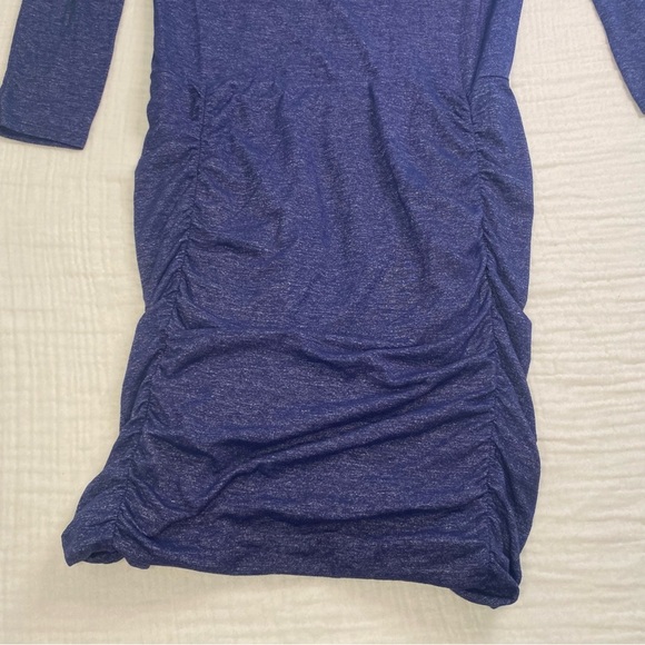 Athleta Tulip Dress Heathered Ruched Long Sleeve Blue Athletic Dress Size Small - Picture 10 of 11